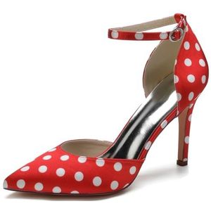 SYDZSW Vrouwen Naaldhak Pumps Hoge Hakken Sexy Hak Schoenen Bruiloft Uitnodiging Schoenen, Rood, 43 EU
