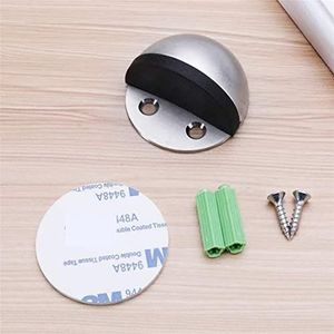 SFOCQVISH Deurstopper van rubber, roestvrij staal, dubbel zonder boren, vloerbumper, wig zonder spijkers, wandhouder, wandbescherming, 1 stuk (SS)