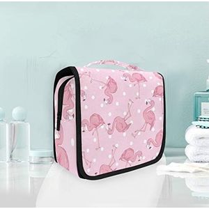 Hangende opvouwbare toilettas cartoon roze flamingo make-up reizen organizer tassen tas voor vrouwen meisjes badkamer