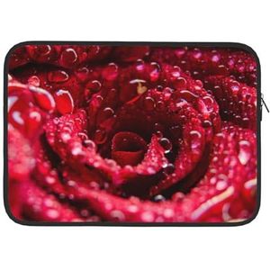 Rode Roos Gedrukte Laptop Koker Tas Duurzame Laptop Case Computer Draagtas Beschermende Cover 15 Inch