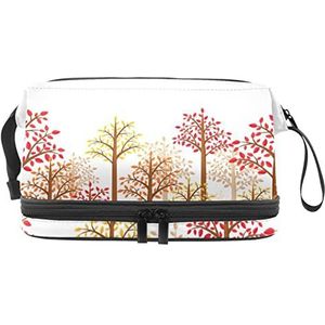 Grote capaciteit reizen cosmetische tas,Herfst bomen patroon-01, make-up tas, waterdichte make-up tas organisator, Meerkleurig, 27x15x14 cm/10.6x5.9x5.5 in