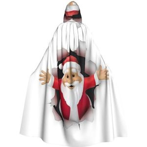 Womens Mens volledige lengte carnaval cape met capuchon cosplay kostuums mantel, 185 cm kerstman