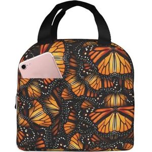 SUHNGE Heaps of Orange Monarch Butterflies Print Geïsoleerde lunchtas Rolltop Lunch Box Tote Bag voor Vrouwen, Mannen, Volwassenen en Tieners