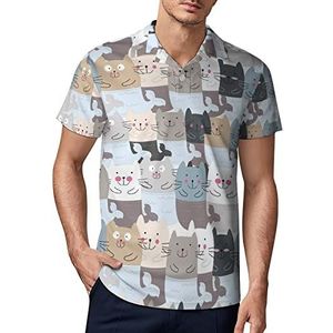Leuke kat zeemeermin heren golf poloshirt zomer korte mouw T-shirt casual sneldrogende T-shirts XL