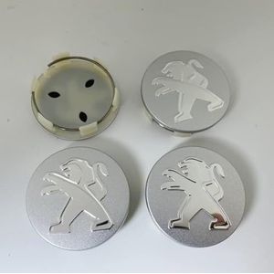 SJZZJMZ 4 stuks auto wieldoppen voor Peugeot 206 308 307 207 208 3008 407 508 2008 60mm auto wieldoppen wieldoppen stickers vervanging B