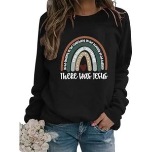 There was Jesus Shirt Women Rainbow Graphic Faith Pullover Sweatshirt Religion Sweater Christian Inspirational Tops