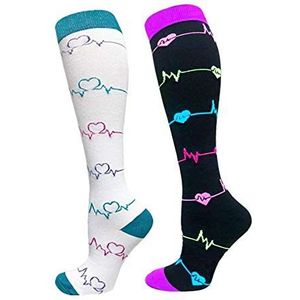 Cheeroyal 2 paar compressiesokken 20-30 mmHg voor mannen en vrouwen medium - meerkleurig - S/M