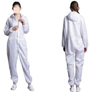Antistatische Eliminator, Man Vrouw Stofdicht Antistatisch Capuchon Cleanroom Kleding Verf Uniform Overall Kleding Eendelig Overall Schone Werkkleding(White,XX-Large)
