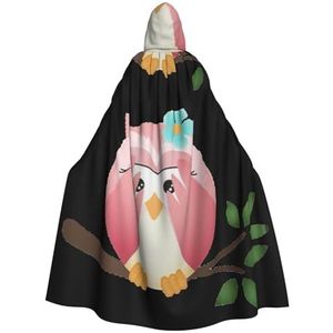 SSIMOO Een roze uil volwassen mantel met capuchon, vreselijke spookfeestmantel, geschikt voor Halloween en themafeesten
