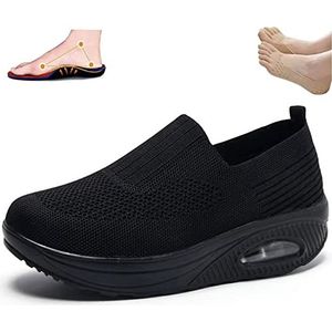 PiurUf Orthopedische schoenen dames zomerschoenen, 2023 damesschoenen zomer comfortabele luchtkussen mesh sneakers, zachte instap wandelschoenen sandalen sportschoenen,zwart,40EU