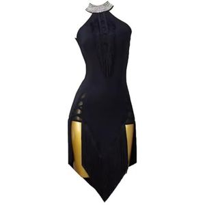 Latin dansoutfit voor dames Tango Salsa wedstrijd kostuum Ballroom danskleding Cha Cha Slim Fit jurken Dansrok met hoge split aan de zijkant voor rumba,F,L