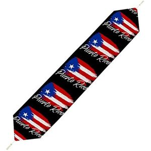 Vintage Puerto Rico vlag tafelloper kort pluche tafelkleed linnen decoratieve tafelkleed voor feest bruiloft decor 200 x 33 cm