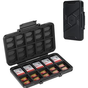 JJC Geheugenkaarthouder met 60 sleuven voor 40 Micro SD SDXC SDHC + 20 SD SDXC SDHC, anti-shock micro SD TF-kaarthouder SD-kaart opbergdoos doos organizer