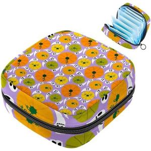 MUOOUM Oogst Pompoen Halloween Ghost Maandverband Opbergtas Draagbare Menstruatie Tas Voor Vrouwen Tiener Meisjes Menstruatie Cup Pouch Nursing Pad Houder