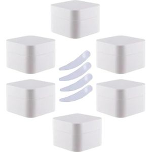 SDGBCXD, Pak van 6, 30 ml vierkante blauwe plastic zalfpotjes cosmetische potten met binnenvoering containers for lippenbalsem, lotion ，Cosmetische potten(Bianco,30ml)