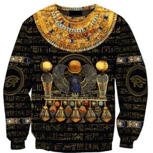 3D Oude Egyptische Farao Lente Herfst Sweatshirt Capuchon Snel Droog Ademend Plus Size Jas Zacht Comfortabel Retro Volledige Rits Hoodie Jassen for Heren(Sweatshirt3,S)