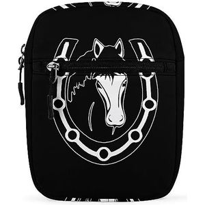 Paarden Hoefijzer Mini Crossbody Tas Unisex Anti-Diefstal Side Schoudertassen Reizen Kleine Messenger Bag