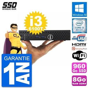 Dell Mini PC OptiPlex 3050 Micro i3-6100T RAM 8GB SSD 960GB HDMI Windows 10 WiFi (Refurbis)