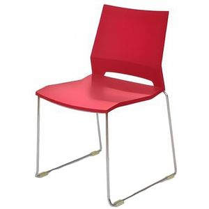 topsit Stapelbare bezoekersstoel, wachtkamerstoel, metalen frame, bureaustoel, moderne vergaderstoel, stoel voor receptie, pauzes, gekleurde stoel (rood)