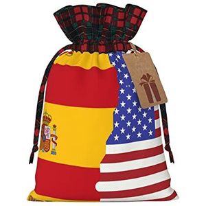 Amerikaanse Spanje vlag Kerstmis trekkoord geschenkzakje (medium/klein) voor geschenken, kerstfeest, vakantie decoratie.