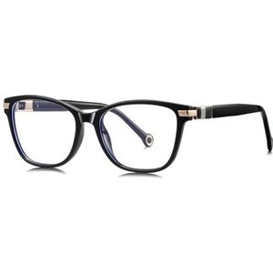 moomoobird Fashion Square Brillenmontuur voor dames, TR90, metaal, modieus, groot brilmontuur voor vrouwen, Zwart met helder