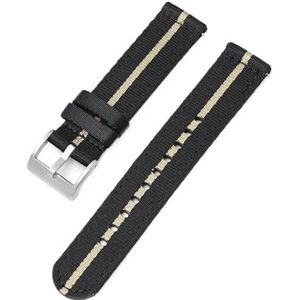 18mm 20mm 22mm 24mm Geweven Nylon Horlogebanden geschikt for Omega for Seamaster 300 Bands Quick Release Heren Sportarmband geschikt for Seiko Riemen (Color : Blackbeige-silver, Size : 22mm)