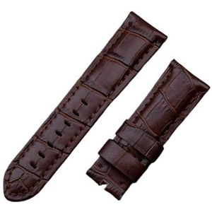 YAGHANG 22mm 24mm 26mm Italië Kalf Bamboe Lederen Horlogeband Compatibel Met Panerai Band Horlogeband Met Tanggesp Compatibel Met PAM441/111/386 Accessoires(Brown Brown Line,22MM PAM_GOLD BUCKLE)