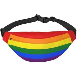 Bumbags voor dames en heren met verstelbare riem, heuptas voor dagelijks gebruik, reizen of hondenuitlaten, Kleurrijke Eenvoudige Regenboog, Eén maat