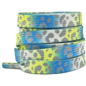 Kleuren schoenen Platte schoenveters for sneakers Kleur Luipaardprint Tie-dye Gradiënt Schoenveter Touw Heren Dames for canvas schoenveters(Blue Yellow 13,120cm)