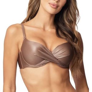 VIVISENCE Bikini push-up beha dames badmode gebloemd verstelbaar klassiek EU 3222, bruin glanzend, 75C