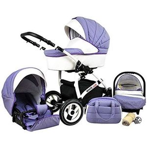 Lux4Kids kinderwagen kinderwagen Pushchair 3 in1 2in1 Isofix Complete Set All in one Biancino Lavender 2in1 zonder babystoel