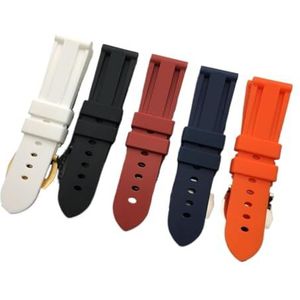 22mm 24mm 26mm zwart blauw rood oranje wit horlogeband siliconen rubberen horlogeband vervanging geschikt for panerai riem gereedschap stalen gesp (Color : 22mm army green, Size : With black buckle