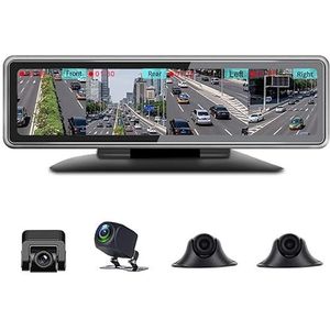 SZKJ 360° Auto Camera Touch Screen 360° hoek auto dashboard camera met 4 camera's, G-sensor, loop-opname & nachtzicht