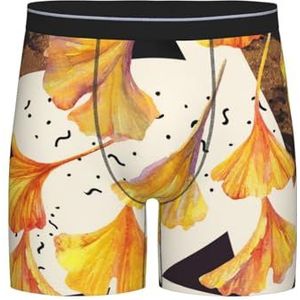 Boxer slips, heren onderbroek boxer shorts been boxer slips grappig nieuwigheid ondergoed, herfst kleuren ginkgo bladeren, zoals afgebeeld, L