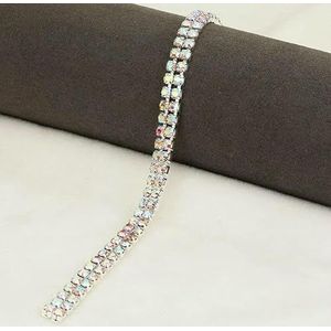 AAAA Grade 2 rijen Crystal AB Rhinestone Cup Chain Sliver/Gold Base Glass Rhinestone Trim Chain voor DIY Sieraden Accessoires-Sliver Crystal AB-SS12(3.0mm)-3yards
