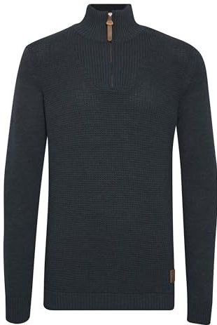 Solid - SDTommy - Gebreide Trui - Blauw - Troyer met Ritssluiting