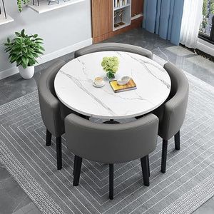 XIANGLV Eettafelset voor 4 vergaderzalen tafel ronde tafel en stoelen eetkamer tafel set voor 4 kleine ronde eettafel ronde keukentafel cirkel keukentafel (A2,90x90x75cm)
