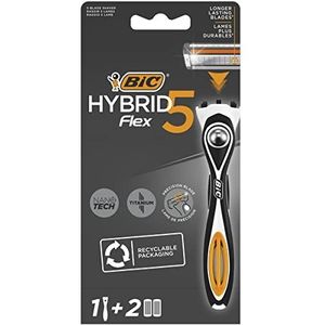 Set van 3 stuks *** BIC Hybrid 5 Flex scheerapparaat 1 scheerapparaat + 2 navullingen *** Snelle en zorgvuldige levering aan huis ***