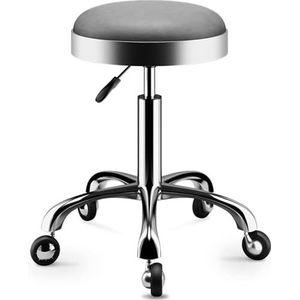WYUYIWH Ronde rolkruk met tanden, in hoogte verstelbare draaistoel, zware hydraulische kruk met wielen, draaibare schoonheidssalon kruk voor keukenbar, tattoo-massage