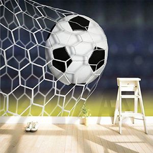 FYRHLH 3D-behang muurschildering zwart-wit voetbal muurposter kunst fotobehang niet-geweven 3D-effect behang muurschildering poster decoratie voor slaapkamer woonkamer gang 400 cm x 280 cm