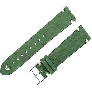 Kijk naar bands Leren horlogeband Horlogeband Matgroen Donkerbruin Suède lederen horlogebanden Zachte handgemaakte polsbandjes for horlogevervanging Dagelijks (Color : Green, Size : 21mm)