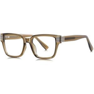 moomoobird Anti-blauw licht bril groot frame TR90 retro vierkante bril montuur voor mannen, Olijfgroen frame