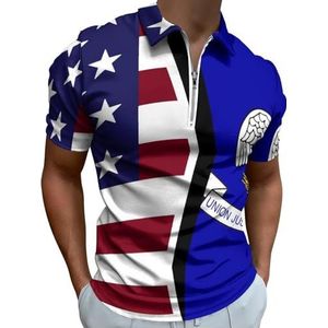 USA En Louisiana State Flagg Half Zip-up Polo Shirts Voor Mannen Slim Fit Korte Mouw T-shirt Sneldrogende Golf Tops Tees 3XL