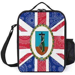 Montserrat Paisley Vlag Unisex Lunchbox Container Herbruikbare Isolatie & Koud Diner Tote Draagbare Schoudertas