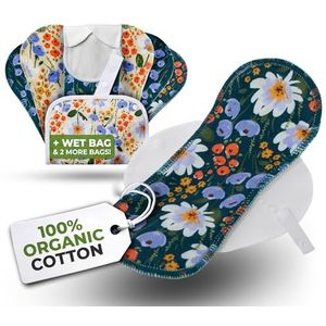Biologisch katoen EcoComfort herbruikbare inlegkruisjes voor vrouwen en tieners (klein, 7-pack); wasbare stoffen voeringen op hoge temperatuur; blijf fris en droog, alleen voor dagelijkse vaginale