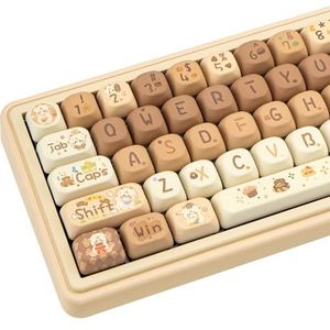 COOMICKEY PBT Keycaps 130 toetsen Kawaii Key Cap Dye-Sublimatie Leuke Keycaps MOA Profiel Aangepaste Toetsenbord Keycap Set voor 60% 65% 75% 100% Cherry Gateron MX-schakelaars Mechanische
