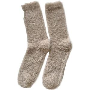 YIJIANUO Herfst Winter Imitatie Nerts Fleece Midden Tube Sokken Mannen Effen Zachte Pluche Verdikte Warme Sokken Thuis Slaap Floor Sokken Voor Mannen, Khaki-Voor heren, Eén maat