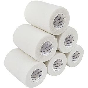 COMOmed 6 Rolles Cohesive Bandage Adhesive Bandage Roll Flexible Bandage Non-Woven Cohesive 7.5cm Athletic Tape Alleray Tested Suitable for Sensitive Skin White…