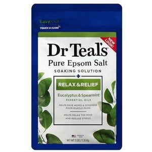 Dr. Teal's Puur Epsom-zout, Weekoplossing voor Ontspanning en Ontlasting met Eucalyptus & Groene Munt, 1,36 kg