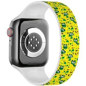 Solo Loop Band Compatibel met All Series Apple Watch 38/40/41mm (Frog On Groen) Elastische Siliconen Band Strap Accessoire, Siliconen, Geen edelsteen